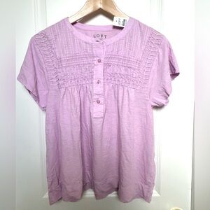 NWT Loft Pintucked Henley Top